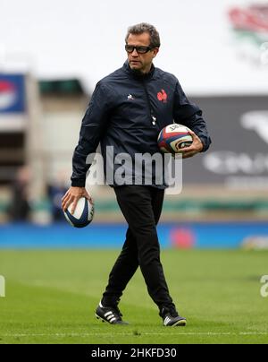 Datei Foto vom 13-03-2021 von Frankreich Cheftrainer Fabien Galthie, der positiv für Covid-19 getestet hat und nicht am Sonntag Guinness Six Nations Kampf gegen Italien in Paris teilnehmen wird. Ausgabedatum: Freitag, 4. Februar 2022. Stockfoto