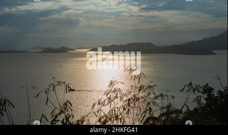 Sunset Western Nähert Sich Hongkong Stockfoto