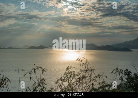 Sunset Western Nähert Sich Hongkong Stockfoto