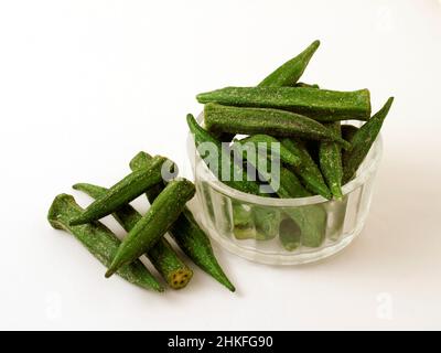 Knusprige und gesalzene Okra. Stockfoto