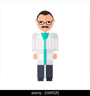 Arzt mit Schnurrbart in Brille. Stock Vektor