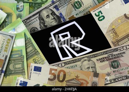 Roblox Editorial. Illustratives Foto für Nachrichten über Roblox - eine Online-Spielplattform und ein System zur Spieleerstellung Stockfoto