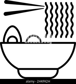 Ramen Bowl Outline Icon Food Vector Stock Vektor