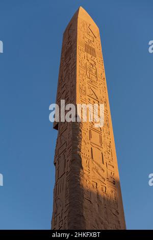 Ägypten, Oberägypten, Niltal, Luxor, Karnak, von der UNESCO zum Weltkulturerbe erklärt, Tempel des Amun, Obelisk der Hatschepsut Stockfoto