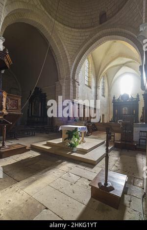 Frankreich, Dordogne, Chancelade, Dorf an der Via Lemovicensis oder Vezelay, einer der Hauptwege nach Santiago de Compostela, romanische Abtei von Chancelade Stockfoto