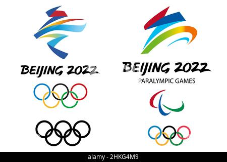 Satz von Logos Peking Olympischen Winterspiele Logos. Stock Vektor