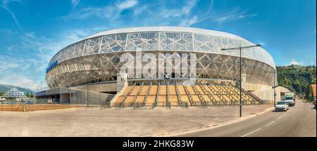 NIZZA, FRANKREICH - 16. AUGUST: Außenansicht der Allianz Riviera Stade de Nice, Cote d'Azur, Frankreich, am 16. August 2019. Im Stadion finden Heimspiele von O statt Stockfoto