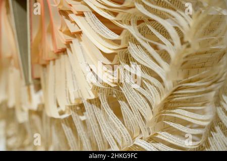 October Gallery, London, Großbritannien. 4th. Februar 2022. Expanding Horizons (3. Februar bis 12. März) ehrt die Autorin, Kuratorin und Kunsthistorikerin Pamela Kember, eine Treuhänderin der October Gallery, die sich leidenschaftlich für asiatische Kunst in Großbritannien und darüber hinaus eingesetzt hat. In der Ausstellung sind Werke von Govinda Sah Azad, Tian Wei, Jukhee Kwon und Kenji Yoshida vertreten. Bild: Detail of Circle Book, 2021 (Papier, Buch) von Jukhee Kwon. Quelle: Malcolm Park/Alamy Live News Stockfoto