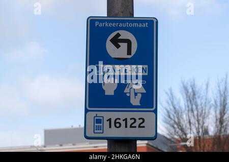 Gebührenpflichtiges Parkschild In Amsterdam Niederlande 30-1-2022 Stockfoto