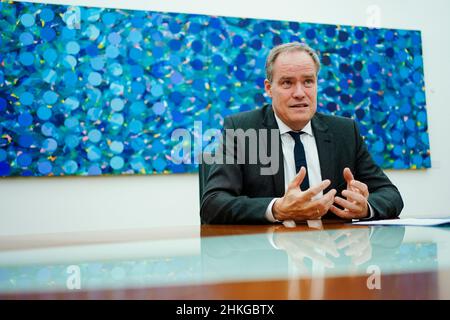 Heidelberg, Deutschland. 31st Januar 2022. Eckart Würzner, Oberbürgermeister der Stadt Heidelberg, zeigt sich bei einem Interview im Rathaus. Quelle: Uwe Anspach/dpa/Alamy Live News Stockfoto