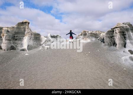 Felsformationen Stratifizierte Stadt, Lanzarote Stockfoto