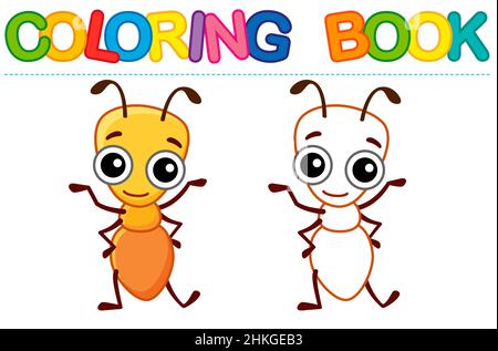 Lustige Ameise. Färbung Insekt in einem Cartoon-Stil Stock Vektor