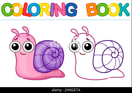 Vektor Färbung Insekt für Kinder Bild. Lustige Schnecke im Cartoon-Stil Stock Vektor