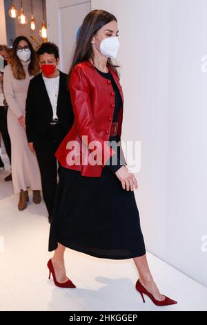 Königin Letizia von Spanien nimmt am Forum gegen Krebs 11th anlässlich des Weltkrebstages im COMO Space in Madrid Teil. (Foto von Atilano Garcia / SOPA Images/Sipa USA) Stockfoto