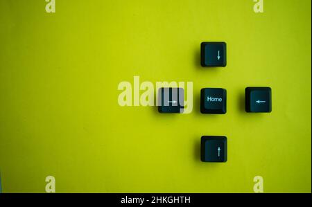 Kommen Sie mit Tastaturtasten nach Hause Stockfoto
