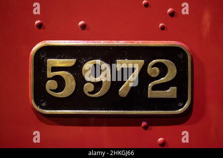 Leavesden, Großbritannien - 9th 2022. Januar: Die Motornummer 5972 im Hogwarts Express-Zug, bei der Making of Harry Potter-Tour in den Warner Bros. Studios Stockfoto