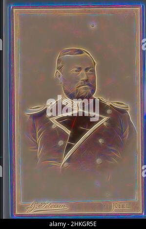 Inspiriert von Portrait eines unbekannten Mannes in Uniform, Heinrich Petersen, Kiel, 1855 - 1885, Papier, Albumenprint, Höhe 103 mm × Breite 64 mm, neu gestaltet von Artotop. Klassische Kunst neu erfunden mit einem modernen Twist. Design von warmen fröhlichen Leuchten der Helligkeit und Lichtstrahl Strahlkraft. Fotografie inspiriert von Surrealismus und Futurismus, umarmt dynamische Energie der modernen Technologie, Bewegung, Geschwindigkeit und Kultur zu revolutionieren Stockfoto