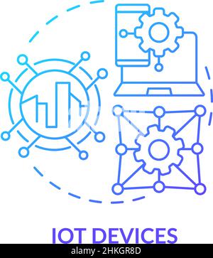 Symbol für blaues Gradientenkonzept für IoT-Geräte Stock Vektor