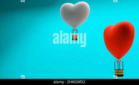 Valentinstag Hintergrund, Herzen Luftballons. Kopieren Raum. 3D Bilder, 3D Rendering Stockfoto