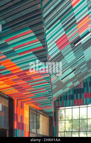 Melbourne, Australien – farbenfrohes Café und Bar für den Campus der University of Melbourne Southbank von Searle x Waldron Architecture Stockfoto