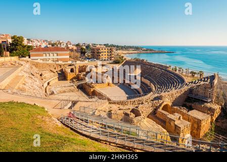 Römisches Amphitheater in Tarragona Spanien Stockfoto