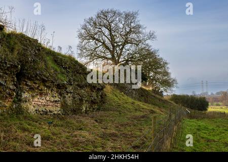 Die Ruinen der defensiven Nordwand der römischen Stadt Caistor „Venta Icenorum“, Norfolk, England Stockfoto