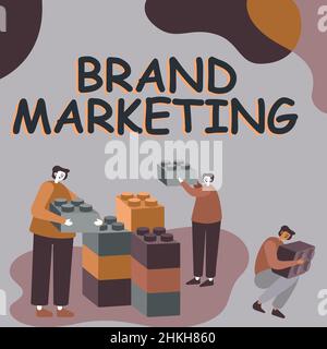 Textunterschrift mit Darstellung des Markenmarketings. Internetkonzept Sensibilisierung für Produkte auf der ganzen Welt Kollegen, die Cube representing Stockfoto