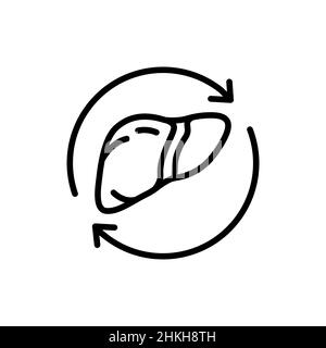 Symbol für die Farblinie der Lebertransplantation. Isoliertes Vektorelement. Skizzieren Sie das Piktogramm für Webseite, mobile App, Promo Stock Vektor