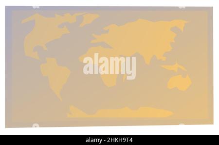 Einfache Weltkarte auf Papier. Cartoon-Stil. Objekt auf weißem Hintergrund isoliert. Vektor. Stock Vektor