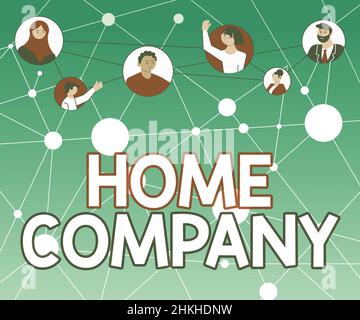 Konzeptionelle Bildunterschrift Home Company. Business-Schaufenster kleine Unternehmen in den Wohnräumen des Besitzers betrieben verschiedene Menschen im Kreis chatten Stockfoto