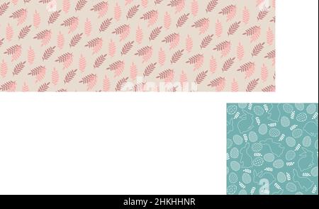 Ostermuster mit Eiern, Hasen und Blumen in Pastellfarben. Nahtlose Beziehung für dein Design. Design für Titel für die Website, Banner, Poster, Karte Stock Vektor