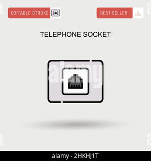 Einfaches Vektorsymbol für Telefonbuchse. Stock Vektor