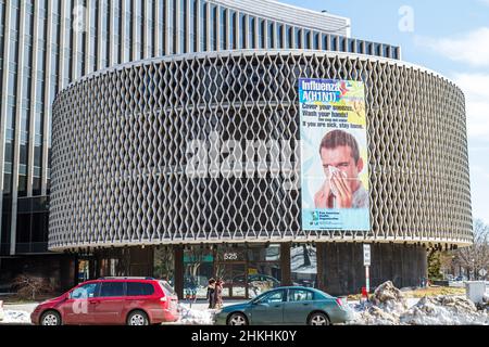 Washington DC, 23rd Street NW, Gebäude, Hauptsitz, UN-Behörde, Pan American Health Organization, PAHO, H1N1, Influenza, Grippe, Pandemie, Prävention, Banner Stockfoto