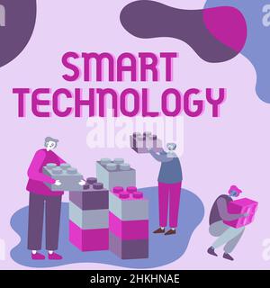 Handschriftschild Smart Technology. Business Schaufenster Gadgets oder Gerät, das einen eingebauten Computer oder Chip Kollegen Displaying Cube representing hat Stockfoto