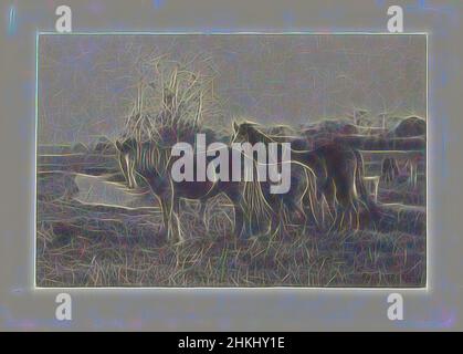 Inspiriert von Fohlen auf einer Weide in Norfolk, Colts on a Norfolk Marsh, Peter Henry Emerson, Hersteller:, Norfolk, Verleger: Großbritannien, 1883 - 1888, Papier, Pauspapier, Höhe 119 mm × Breite 283 mmhöhe 340 mm × Breite 425 mm, neu gestaltet von Artotop. Klassische Kunst neu erfunden mit einem modernen Twist. Design von warmen fröhlichen Leuchten der Helligkeit und Lichtstrahl Strahlkraft. Fotografie inspiriert von Surrealismus und Futurismus, umarmt dynamische Energie der modernen Technologie, Bewegung, Geschwindigkeit und Kultur zu revolutionieren Stockfoto