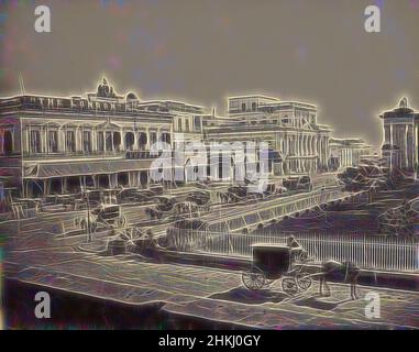 Inspiriert von der Straßenansicht in Kalkutta, Indien, Straße, Kalkutta, Blick auf die Old Court House Street, jetzt bekannt als Binoy Badal Dinesh Bag Street, in Kalkutta im heutigen Bundesstaat Westbengalen. Prominent zu sehen ist das Writer's Building mit seiner neoklassizistischen Fassade, die 1777 von Thomas Lyon entworfen wurde. The, Reimagined by Artotop. Klassische Kunst neu erfunden mit einem modernen Twist. Design von warmen fröhlichen Leuchten der Helligkeit und Lichtstrahl Strahlkraft. Fotografie inspiriert von Surrealismus und Futurismus, umarmt dynamische Energie der modernen Technologie, Bewegung, Geschwindigkeit und Kultur zu revolutionieren Stockfoto