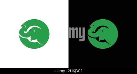 Modernes und Interessantes Anfangsbuchstabe O Elefant Logo Design Stock Vektor