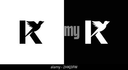Einfaches und attraktives Design mit dem Anfangsbuchstaben K Bird Logo Stock Vektor