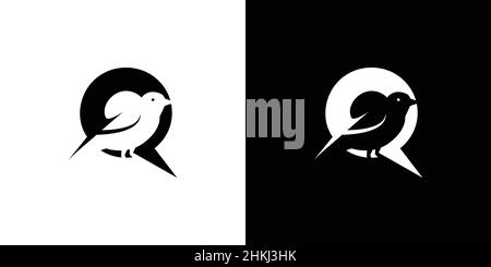 Einfaches und attraktives Design mit dem Anfangsbuchstaben Q Bird Logo Stock Vektor