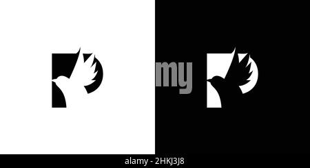 Einfaches und attraktives P-Initial-Vogel-Logo-Design Stock Vektor