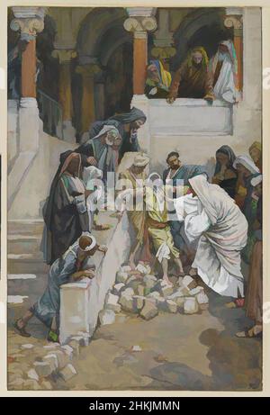 Kunst inspiriert vom blinden und stumpfen Menschen besessen von Devils, Le démoniaque aveugle et muet, das Leben unseres Herrn Jesus Christus, La Vie de Notre-Seigneur Jésus-Christ, James Tissot, Französisch, 1836-1902, Deckfarbenes Aquarell über Graphit auf grauem Seidenpapier, Frankreich, 1886-1896, Bild: 9 7/8 x 6 1, Classic Works modernisiert von Artotop mit einem Schuss Moderne. Formen, Farbe und Wert, auffällige visuelle Wirkung auf Kunst. Emotionen durch Freiheit von Kunstwerken auf zeitgemäße Weise. Eine zeitlose Botschaft, die eine wild kreative neue Richtung verfolgt. Künstler, die sich dem digitalen Medium zuwenden und die Artotop NFT erschaffen Stockfoto
