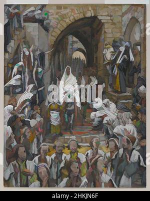 Kunst inspiriert von der Prozession in den Straßen Jerusalems, Le cortège dans les rues de Jérusalem, das Leben unseres Herrn Jesus Christus, La Vie de Notre-Seigneur Jésus-Christ, James Tissot, Französisch, 1836-1902, Deckfarbenes Aquarell über Graphit auf grauem Wove-Papier, Frankreich, 1886-1894, Bild: 8 7, Classic Works modernisiert von Artotop mit einem Schuss Moderne. Formen, Farbe und Wert, auffällige visuelle Wirkung auf Kunst. Emotionen durch Freiheit von Kunstwerken auf zeitgemäße Weise. Eine zeitlose Botschaft, die eine wild kreative neue Richtung verfolgt. Künstler, die sich dem digitalen Medium zuwenden und die Artotop NFT erschaffen Stockfoto