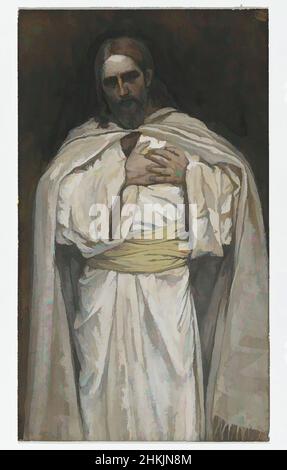 Kunst inspiriert von unserem Herrn Jesus Christus, Notre-Seigneur Jésus-Christ, das Leben unseres Herrn Jesus Christus, La Vie de Notre-Seigneur Jésus-Christ, James Tissot, Französisch, 1836-1902, Deckfarbenes Aquarell über Graphit auf grauem Wove-Papier, Frankreich, 1886-1894, Bild: 6 7/16 x 3 3/4 Zoll, 16,4 x 9,5 cm, Classic Works modernisiert von Artotop mit einem Schuss Moderne. Formen, Farbe und Wert, auffällige visuelle Wirkung auf Kunst. Emotionen durch Freiheit von Kunstwerken auf zeitgemäße Weise. Eine zeitlose Botschaft, die eine wild kreative neue Richtung verfolgt. Künstler, die sich dem digitalen Medium zuwenden und die Artotop NFT erschaffen Stockfoto