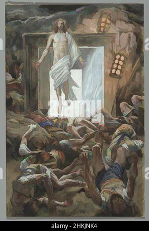 Kunst inspiriert von der Auferstehung, La Résurrection, das Leben unseres Herrn Jesus Christus, La Vie de Notre-Seigneur Jésus-Christ, James Tissot, Französisch, 1836-1902, Deckfarbenes Aquarell über Graphit auf grauem Wove-Papier, Frankreich, 1886-1894, Bild: 12 13/16 x 8 5/16 Zoll, 32,5 x 21,1 cm, 19th Jahrhundert, Klassisches Werk, modernisiert von Artotop mit einem Schuss Moderne. Formen, Farbe und Wert, auffällige visuelle Wirkung auf Kunst. Emotionen durch Freiheit von Kunstwerken auf zeitgemäße Weise. Eine zeitlose Botschaft, die eine wild kreative neue Richtung verfolgt. Künstler, die sich dem digitalen Medium zuwenden und die Artotop NFT erschaffen Stockfoto