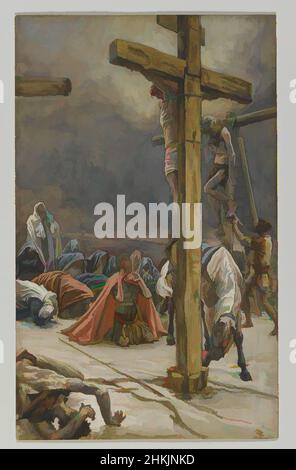 Kunst inspiriert von der Beichte des heiligen Longinus, Confession de Saint Longin, das Leben unseres Herrn Jesus Christus, La Vie de Notre-Seigneur Jésus-Christ, James Tissot, Französisch, 1836-1902, Deckfarbenes Aquarell über Graphit auf grauem Wove-Papier, Frankreich, 1886-1894, Bild: 8 7/8 x 5 1/2 in., 22,5, Classic Works modernisiert von Artotop mit einem Schuss Moderne. Formen, Farbe und Wert, auffällige visuelle Wirkung auf Kunst. Emotionen durch Freiheit von Kunstwerken auf zeitgemäße Weise. Eine zeitlose Botschaft, die eine wild kreative neue Richtung verfolgt. Künstler, die sich dem digitalen Medium zuwenden und die Artotop NFT erschaffen Stockfoto