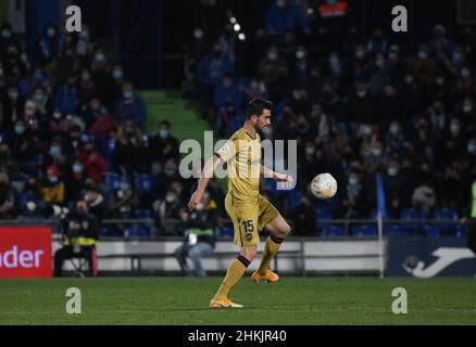 Getafe, Spanien. 4th. Februar 2022. GETAFE - 4. FEBRUAR: Postigo von Levante kontrolliert den Ball während des La Liga-Spiels zwischen Getafe und Levante im Coliseum Alfonso Pérez Stadium am 4. Februar 2022 in Getafe, Spanien. (Bild: © Sara Arib/PX Imagens via ZUMA Press Wire) Bild: ZUMA Press, Inc./Alamy Live News Stockfoto