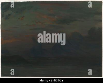 Art Inspired by Sunset - Last Reflections - Cloud Study, Albert Bierstadt, Amerikaner, Born Germany, 1830-1902, Öl auf Papier, unterstützt durch Karton, 11 1/2 x 15 3/8 Zoll, 29,2 x 39,1 cm, amerikanischer Künstler, amerikanisches Öl, Wolken, Abend, Landschaft, Malerei, Klassische Werke von Artotop mit einem Schuss Moderne modernisiert. Formen, Farbe und Wert, auffällige visuelle Wirkung auf Kunst. Emotionen durch Freiheit von Kunstwerken auf zeitgemäße Weise. Eine zeitlose Botschaft, die eine wild kreative neue Richtung verfolgt. Künstler, die sich dem digitalen Medium zuwenden und die Artotop NFT erschaffen Stockfoto