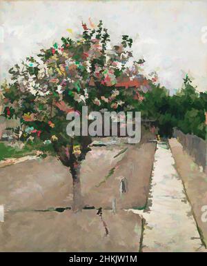 Kunst inspiriert von Apfelbaum in Bloom, Pommier en fleurs, Gustave Caillebotte, Französisch, 1848-1894, Öl auf Leinwand, Frankreich, ca. 1885, 28 7/8 x 23 5/8 Zoll, 73,3 x 60 cm, Landwirtschaft, Apfel, Blüte, europäisch, Feld, Blüte, Blumen, Französische Malerei, Obstbaum, Garten, Grün, Haus, Klassisches Werk, modernisiert von Artotop mit einem Schuss Moderne. Formen, Farbe und Wert, auffällige visuelle Wirkung auf Kunst. Emotionen durch Freiheit von Kunstwerken auf zeitgemäße Weise. Eine zeitlose Botschaft, die eine wild kreative neue Richtung verfolgt. Künstler, die sich dem digitalen Medium zuwenden und die Artotop NFT erschaffen Stockfoto