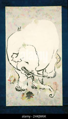 Kunst inspiriert von Blinden, die einen Elefanten schätzen, Ohara Donshu, Japanisch, 1792-1857, Tinte und Farben auf Papier, Japan, Anfang des 19th. Jahrhunderts, Edo-Zeit, insgesamt: 92 x 46 1/2 Zoll, 233,7 x 118,1 cm, 19th Jahrhundert, Blinde, Buddhismus, Buddhist, Edo-Zeit, Elefant, hängende Schriftrolle, Hitopadesha, Klassisches Werk, das von Artotop mit einem Schuss Modernität modernisiert wurde. Formen, Farbe und Wert, auffällige visuelle Wirkung auf Kunst. Emotionen durch Freiheit von Kunstwerken auf zeitgemäße Weise. Eine zeitlose Botschaft, die eine wild kreative neue Richtung verfolgt. Künstler, die sich dem digitalen Medium zuwenden und die Artotop NFT erschaffen Stockfoto