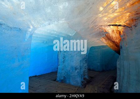 Eisgrotte von innen, Rhonegletscher, Schweiz, Wallis, Oberwald Stockfoto